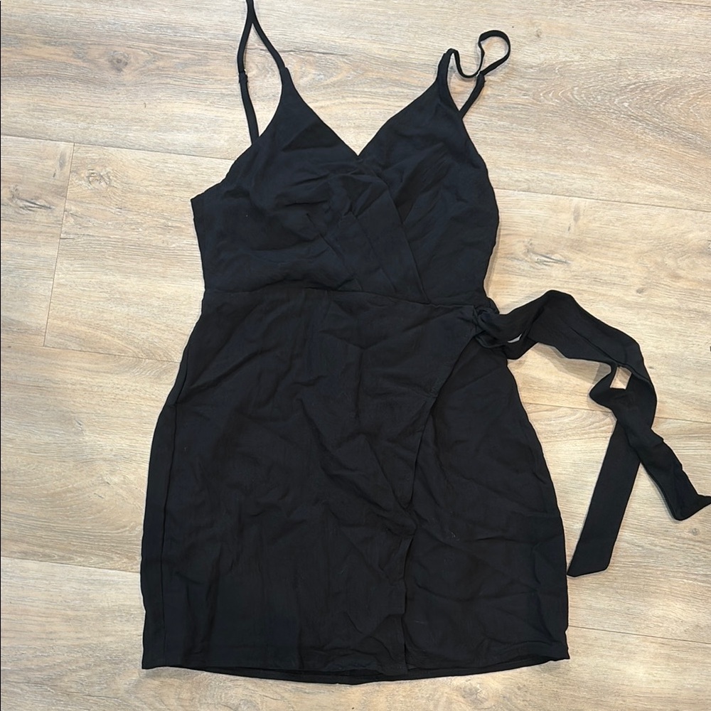 Cotton Candy Black Wrap Dress